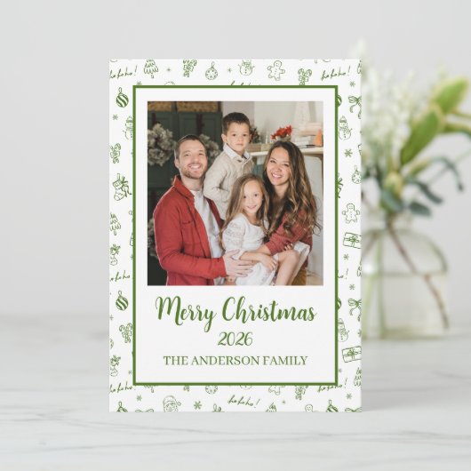  whimsical hand-drawn doodle green シーズンカード (スタンド正面)