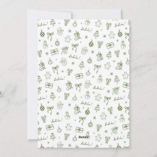  whimsical hand-drawn doodle green シーズンカード (裏面)