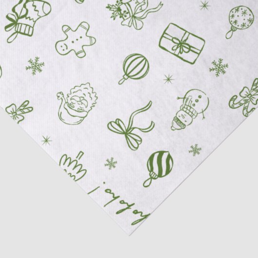 Whimsical Hand Drawn Doodle Green 薄葉紙 (詳細)