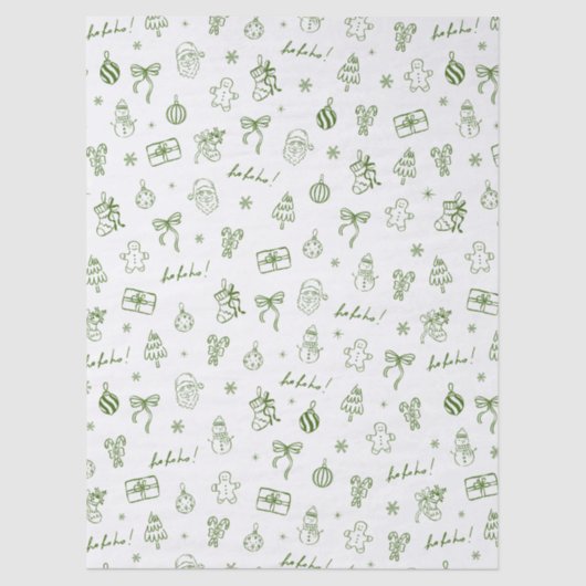 Whimsical Hand Drawn Doodle Green 薄葉紙 (正面)