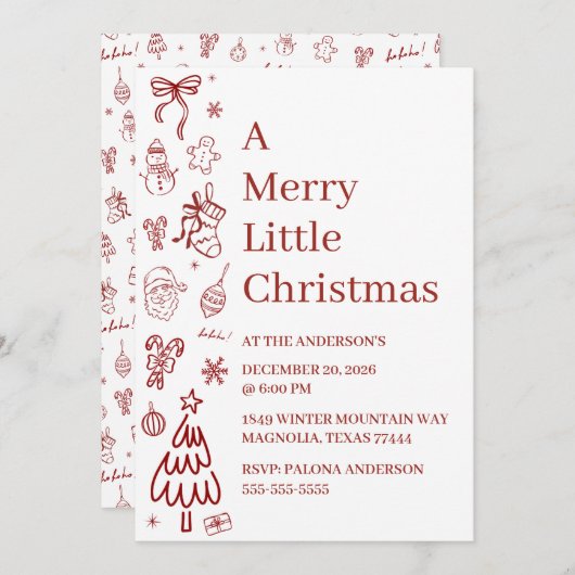 Whimsical Hand Drawn Doodle Red (正面/裏面)