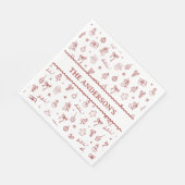 Whimsical Hand Drawn Doodle Red スタンダードランチョンナプキン (角)