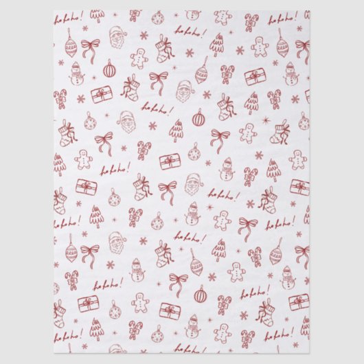 Whimsical Hand Drawn Doodle Red 薄葉紙 (正面)