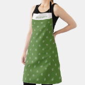 Whimsical Hand Drawn Doodle Snowflake Green エプロン (インサイチュ)