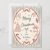 Whimsical Hand Drawn Doodles Christmas Photo シーズンカード (正面)