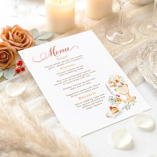 Whimsical Hand Drawn Earthy Fall Wedding Menu メニュー