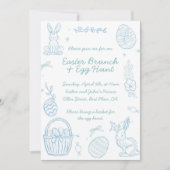 Whimsical Hand drawn Easter Brunch & Egg Hunt 招待状 (正面)