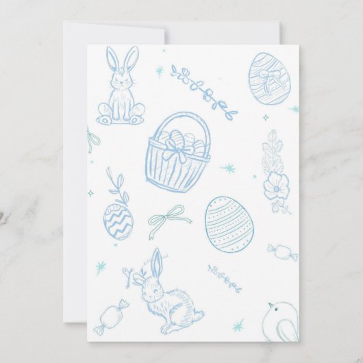 Whimsical Hand drawn Easter Brunch & Egg Hunt 招待状 (裏面)