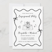 Whimsical Hand Drawn Engagement Party 招待状 (正面)