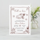 Whimsical Hand Drawn Fall In Love Bridal Shower  招待状 (スタンド正面)