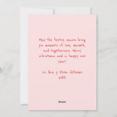 Whimsical Hand Drawn Floral Bow Christmas 1 Photo シーズンカード (裏面)