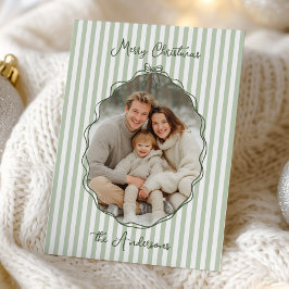 Whimsical Hand Drawn Frame Sage Stripes シーズンカード