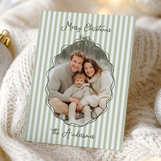 Whimsical Hand Drawn Frame Sage Stripes シーズンカード