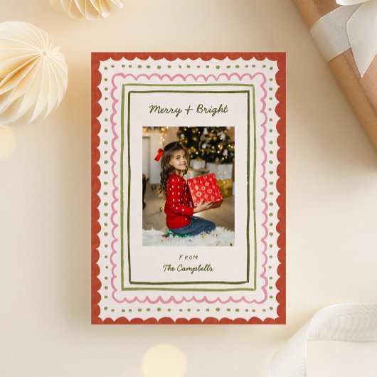 Whimsical Hand-Drawn Frames Christmas Photo シーズンカード