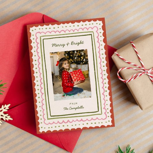 Whimsical Hand-Drawn Frames Christmas Photo シーズンカード