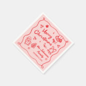 Whimsical Hand Drawn Friendsmas Christmas Party スタンダードカクテルナプキン (角)
