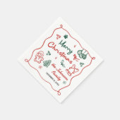 Whimsical Hand Drawn Friendsmas Christmas Party スタンダードカクテルナプキン (角)