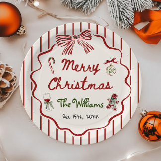 Whimsical Hand Drawn Friendsmas Christmas Party ペーパープレート