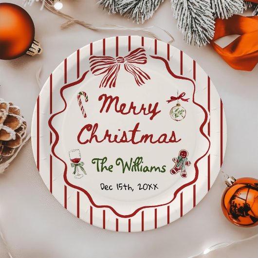 Whimsical Hand Drawn Friendsmas Christmas Party ペーパープレート