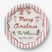 Whimsical Hand Drawn Friendsmas Christmas Party ペーパープレート (正面)