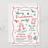 Whimsical Hand Drawn Friendsmas Christmas Party 招待状 (正面)