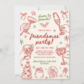 Whimsical Hand Drawn Friendsmas Christmas Party 招待状 (正面)