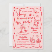 Whimsical Hand Drawn Friendsmas Christmas Party 招待状 (正面)