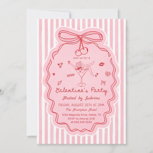 Whimsical Hand Drawn Galentine's Day Invitation 招待状 (正面)
