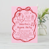 Whimsical Hand Drawn Galentine's Pajama Party  招待状 (スタンド正面)