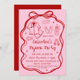 Whimsical Hand Drawn Galentine's Pajama Party  招待状