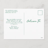 Whimsical Hand-Drawn Green Bows 2 Photo Christmas シーズンポストカード (裏面)