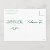 Whimsical Hand-Drawn Green Bows Photo Christmas シーズンポストカード (裏面)