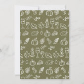 Whimsical Hand Drawn Green Thanksgiving Dinner 招待状 (裏面)