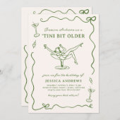 Whimsical Hand Drawn Green 'Tini Bit Older 招待状 (正面/裏面)
