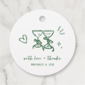 Whimsical Hand Drawn Green Wedding Thank You フェイバータグ (裏面)