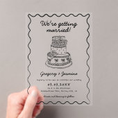 Whimsical Hand Drawn Handwritten Wedding アクリル招待状 (インサイチュ (ポータブル))