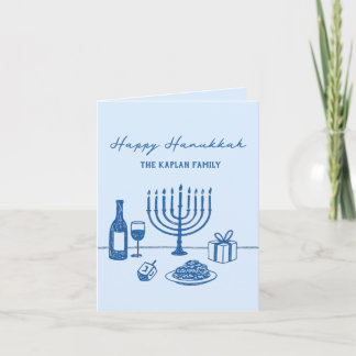 Whimsical Hand Drawn Hanukkah Jewish Trendy Custom シーズンカード
