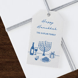 Whimsical Hand Drawn Hanukkah Party Trendy Custom ギフトタグ