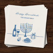 Whimsical Hand Drawn Hanukkah Party Trendy Custom スタンダードカクテルナプキン