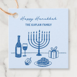 Whimsical Hand Drawn Hanukkah Party Trendy Custom フェイバータグ