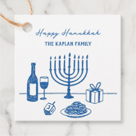 Whimsical Hand Drawn Hanukkah Party Trendy Custom フェイバータグ