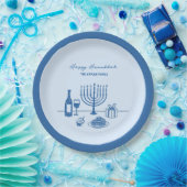Whimsical Hand Drawn Hanukkah Party Trendy Custom ペーパープレート (パーティー)