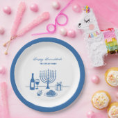 Whimsical Hand Drawn Hanukkah Party Trendy Custom ペーパープレート (パーティー)