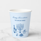 Whimsical Hand Drawn Hanukkah Party Trendy Custom 紙コップ (正面)
