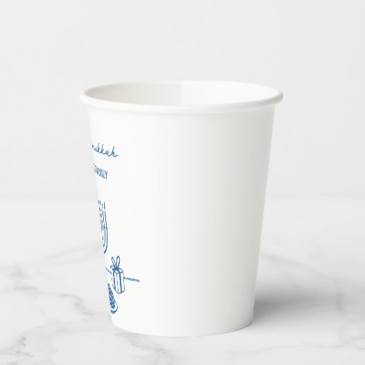 Whimsical Hand Drawn Hanukkah Party Trendy Custom 紙コップ (左)