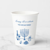 Whimsical Hand Drawn Hanukkah Party Trendy Custom 紙コップ (正面)