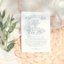  whimsical hand-drawn illustration wedding bridal  サンキューカード