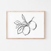 Whimsical Hand-Drawn Ink Lemon Branch Art ポスター
