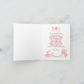 Whimsical Hand Drawn Just Married Car Wedding サンキューカード (内部)