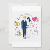 Whimsical Hand-Drawn "Just Married" Couple  (正面)
